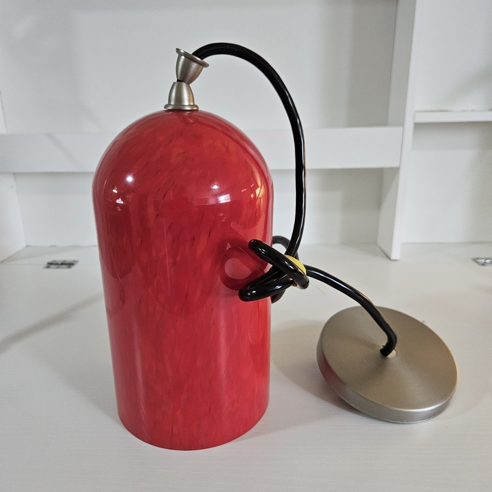 Translite Sonoma Lightolier Red Art Glass Cylinder Pendant Light Ceiling...